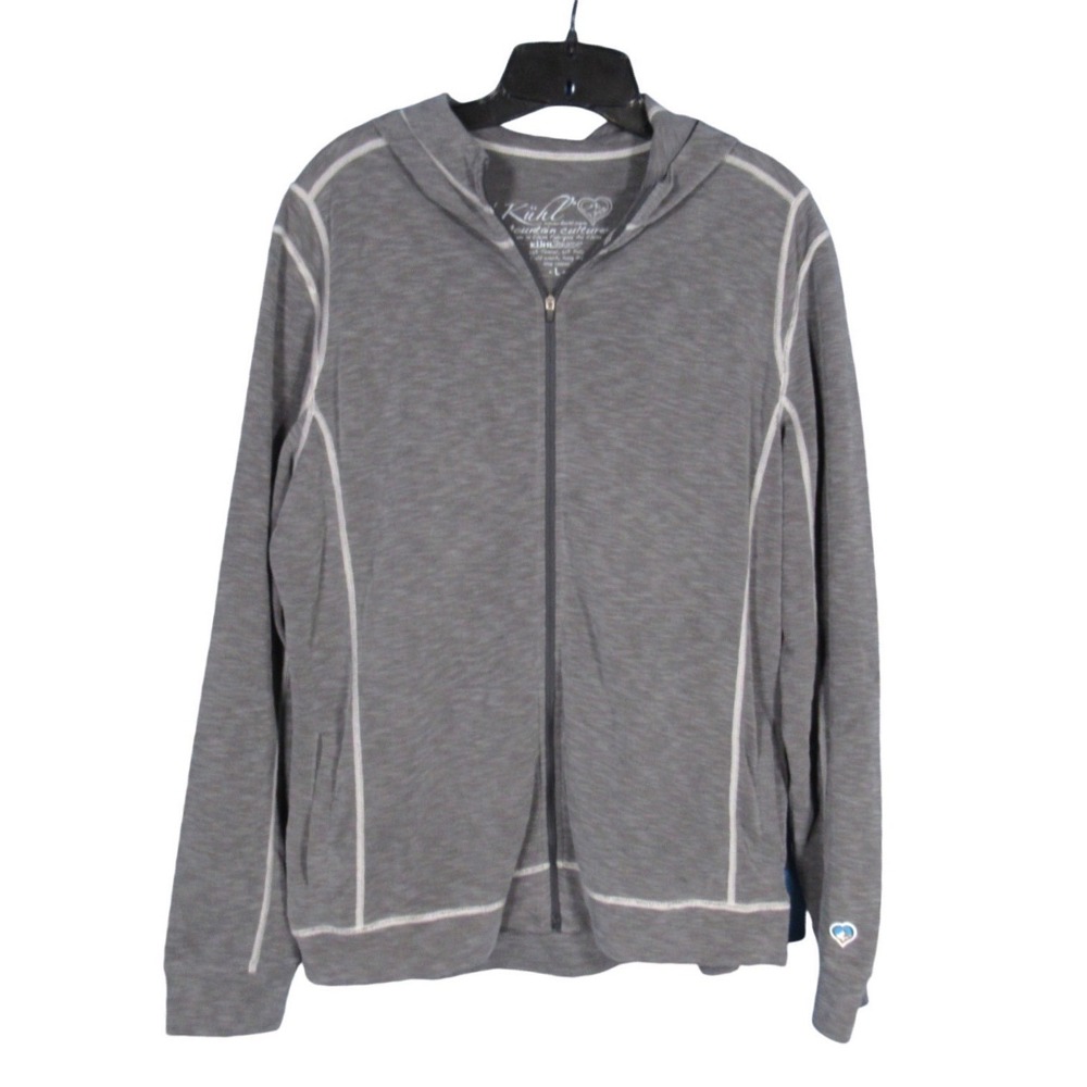 KUHL Mountain Culture SLUB KNIT Zip OUTDOOR Gray MOONGAZER HOODIE JACKET Sz L